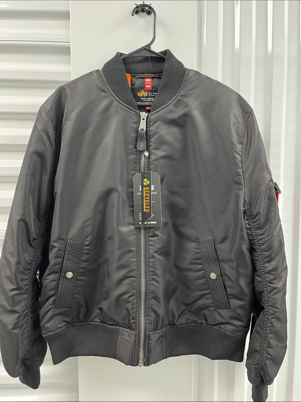 Alpha Industries Black Bomber Jacket with Rib Knit Trim
